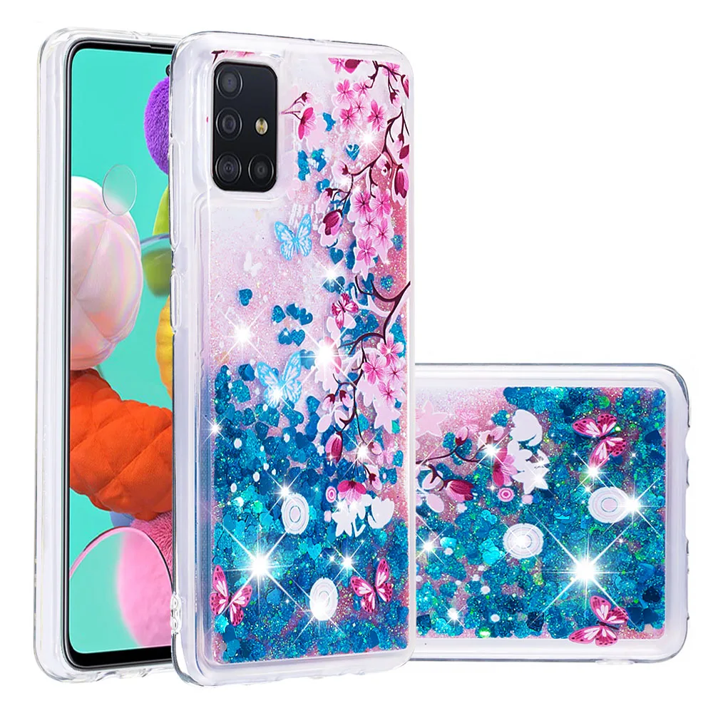 

Phone Cases For Samsung Galaxy A51 A71 5G Note 20 Ultra S20 FE Lite Case Glitter Dynamic Liquid Transparent Soft Silicone Cover