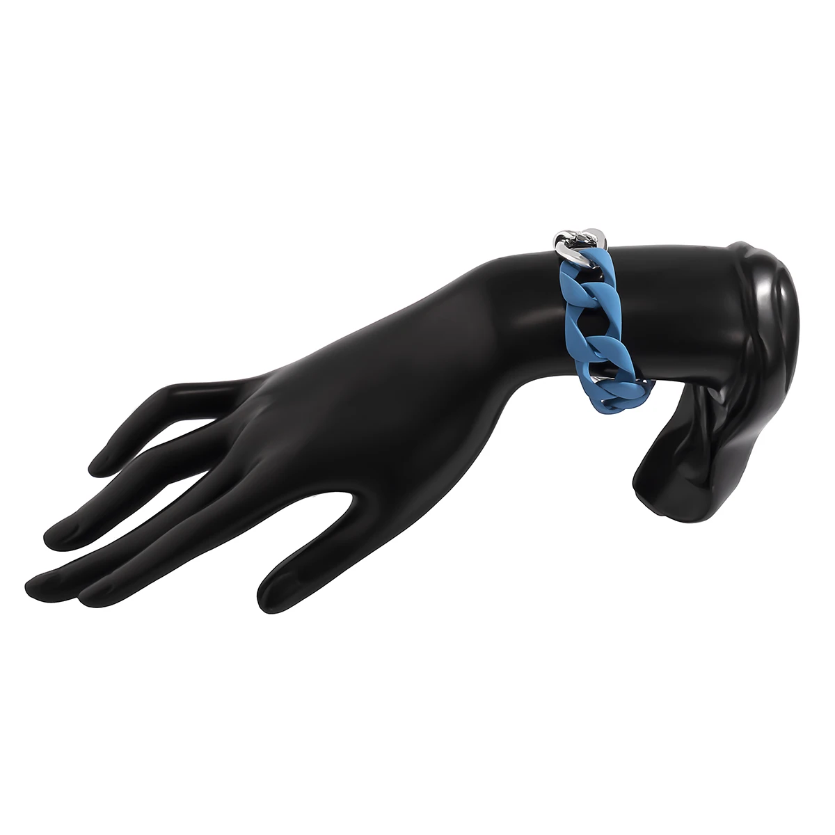 

IngeSight.Z Asymmetry Chunky Thick Curb Miami Chain Bracelets Bangles Blue Acrylic Acetic Acid Wrist Bracelets for Women Jewelry