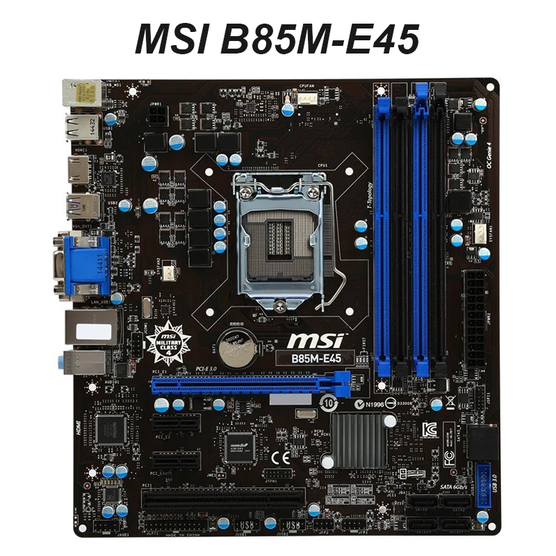 Для MSI B85M E45 материнская плата LGA 1150 Intel B85 Core i7 i5 i3/Pentium/Celeron DDR3 32G PCI E 3 0 SATA микро ATX