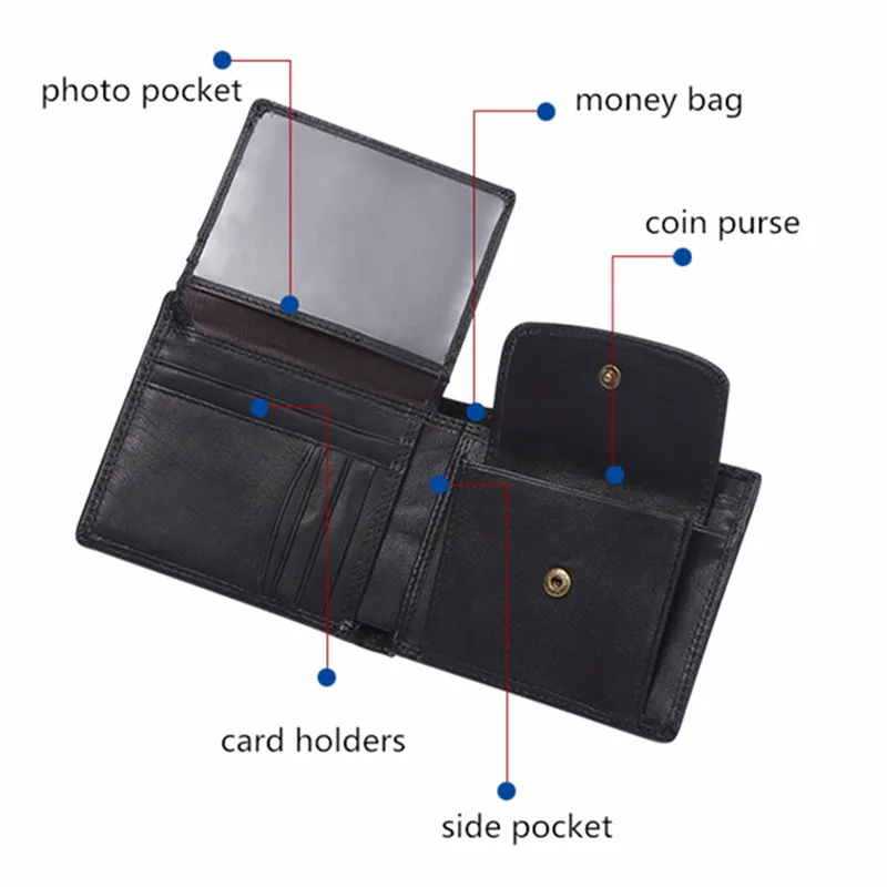 Rfid дизайн мужской из натуральной коровьей кожи двойной тонкий кошелек для денег