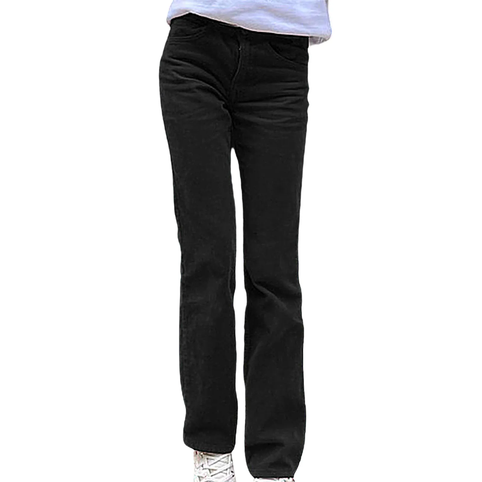 

2020 High Waist Corduroy Pants Womens Casual Solid Color Brown Pants Loose Long Trousers Streetwear Straight Pants Women