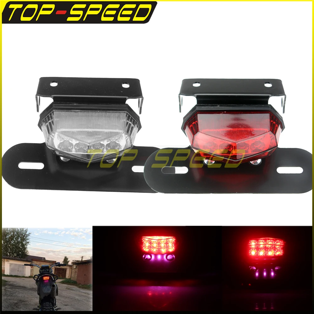 

Motorcycle Brake Lights W/ License Plate Bracket LED Red Lens Taillight For Harley Chopper Bobber Cafe Racer Touring Dyna Custom