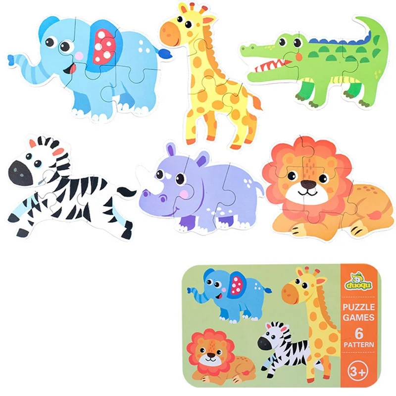 

Children New Early Childhood Educational Animal Wooden Jigsaw Puzzle Toy Cartoon Animal Wood Puzzles For Kids Gift