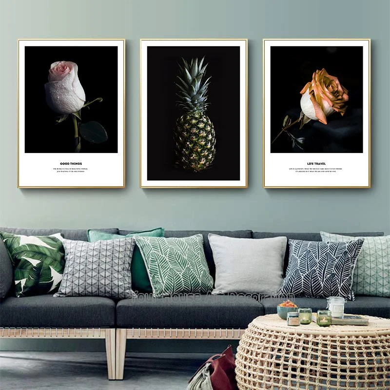 Скандинавский плакат с принтом розы холст ботанический ананас скандинавский