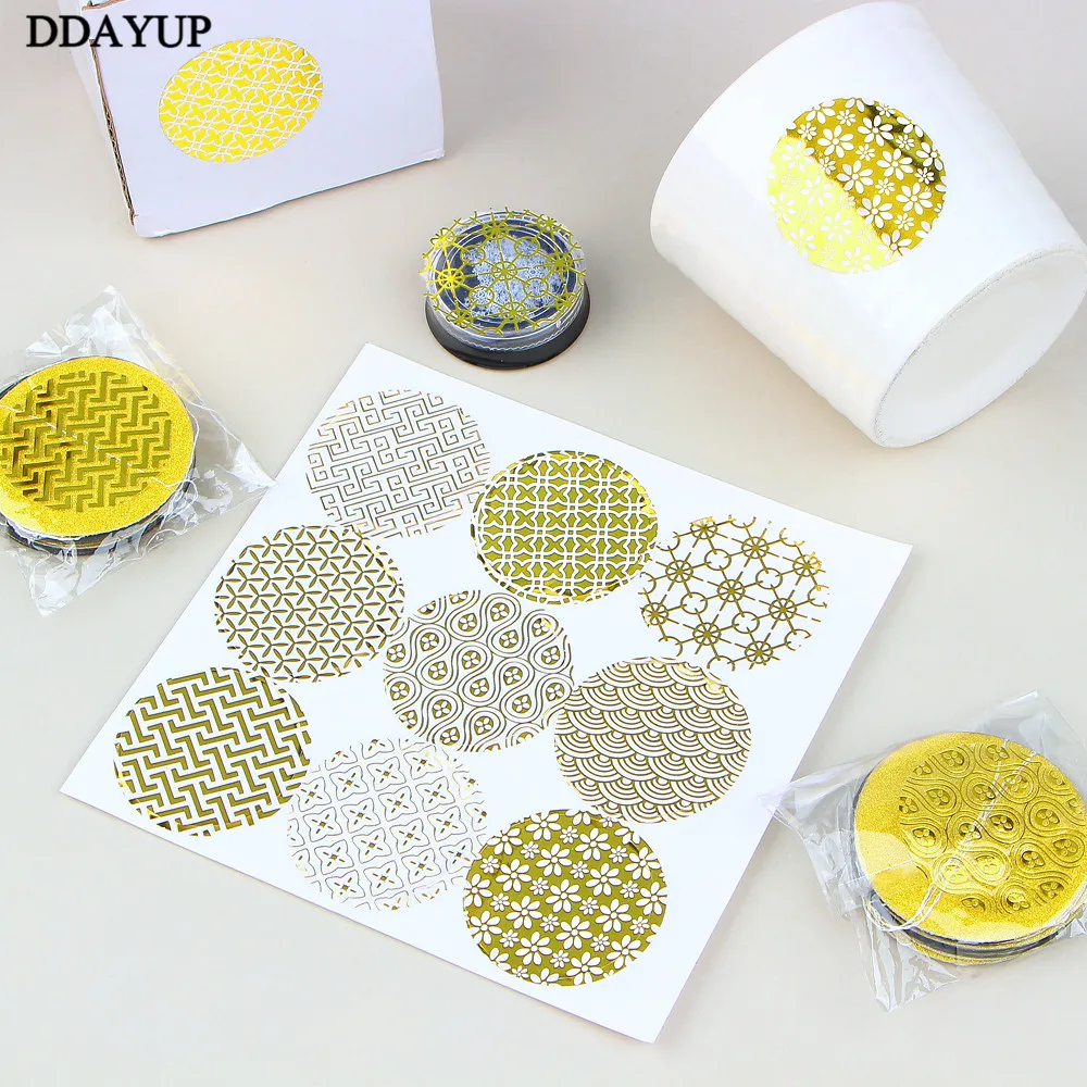 90 шт./лот Прозрачная Фольга Золотая этикетка наклейка Круглая из ПВХ прозрачная