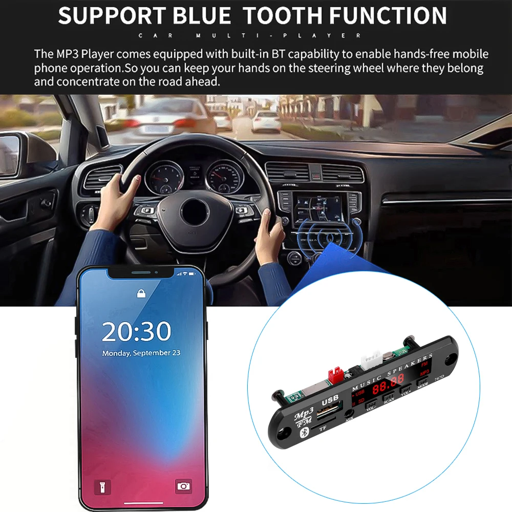 KEBIDU 5 в 12 В MP3 WMA аудио модуль декодер плата USB TF радио Bluetooth5.0 беспроводной