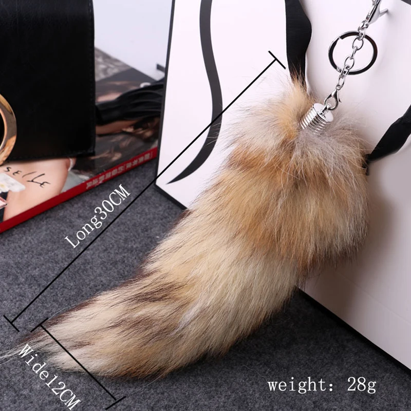 Брелок для ключей из натурального Лисьего меха плюшевый хвост черный коричневый