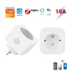 Умная розетка ZigBee на 10 А с монитором питания, розетка Беспроводная для умного дома, работает с приложением Alexa Google Home Tuya