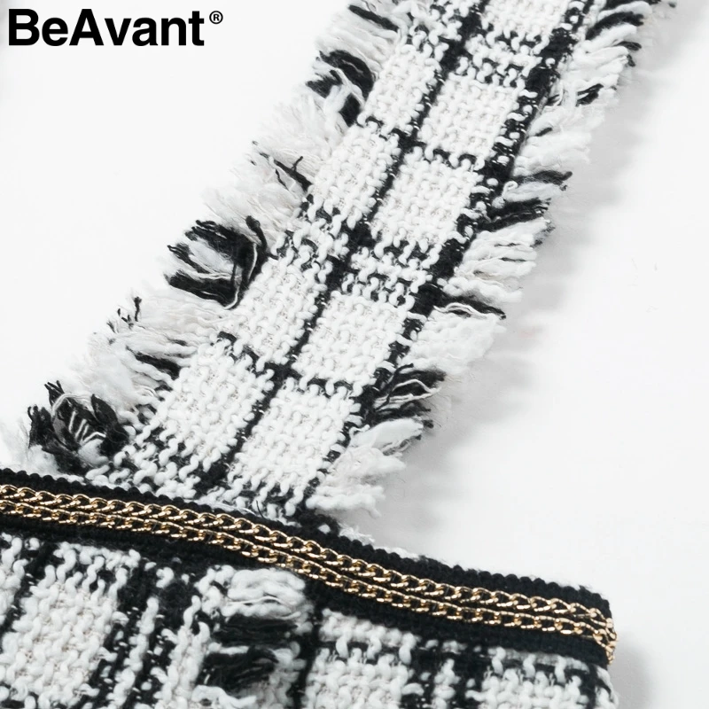 BeAvant А-силуэт твидовая клетчатая Женская юбка комбинезон Осень Зима Повседневная Женская Зимняя юбка спагетти ремень женский мини комбинезон юбка