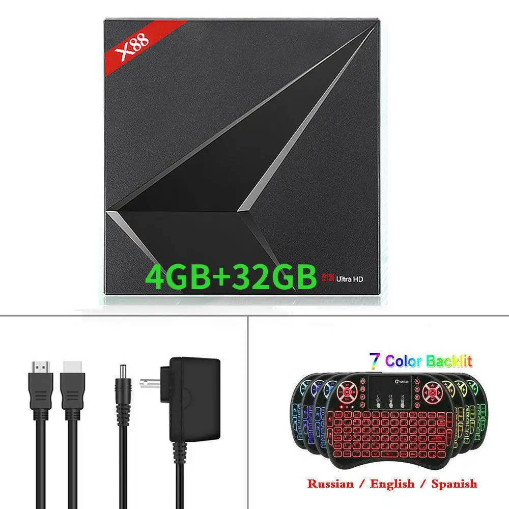 4GB32GB Backlit i8 Android 9,0 ТВ приставка X88 MAX Plus 4 Гб ОЗУ 64 Гб ПЗУ Rockchip 2,4G/5G двойная Wifi приставка X88MAX Smart 4K медиаплеер 4G32G - Цвет: 4GB32GB Backlit i8