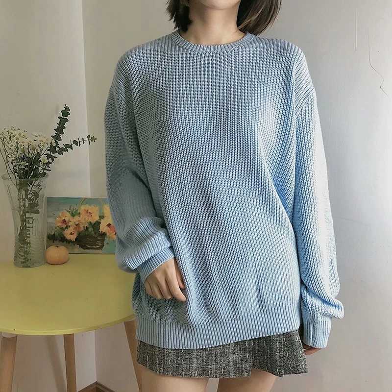 

UNUTH Girls Oversize Cotton Sweaters Vintage Women Chic Pullovers