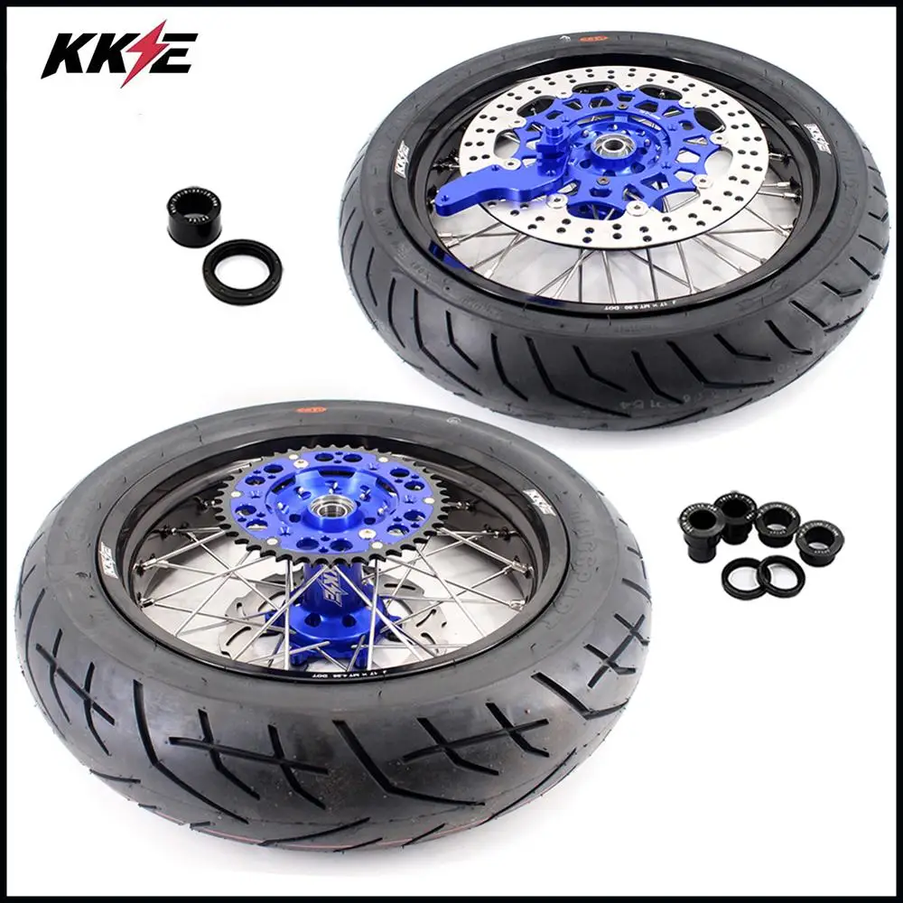 KKE 3,5/5,0*1" супер мото колеса диски шины Набор для YAMAHA WR250F 2001- WR450F 2003- Supermotard 320 мм диск