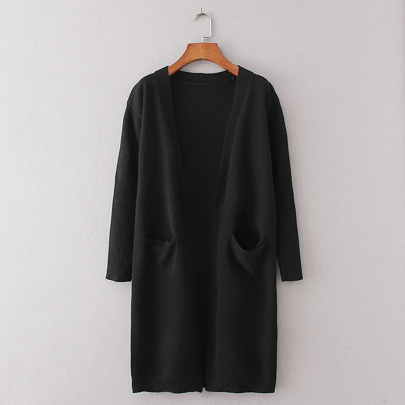 Autumn Women's Winter Jacket Knitted Outerwears Long Sleeve V-Neck Pockets Coats Casual Elegant Cardigans Fashion Open Stitch |