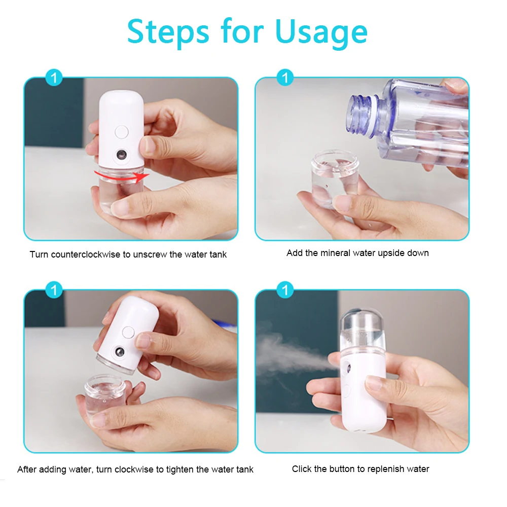 

30ML Portable Facial Steamer Face Sprayer USB Nebulizer Nano Facial Steamer Humidifier Hydrating Women Beauty Skin Care Tools
