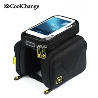 coolchange bike bag 6 2 inch touch screen bicycle bag front frame top cell phone tpu cycling bag double pouch mtb accessory