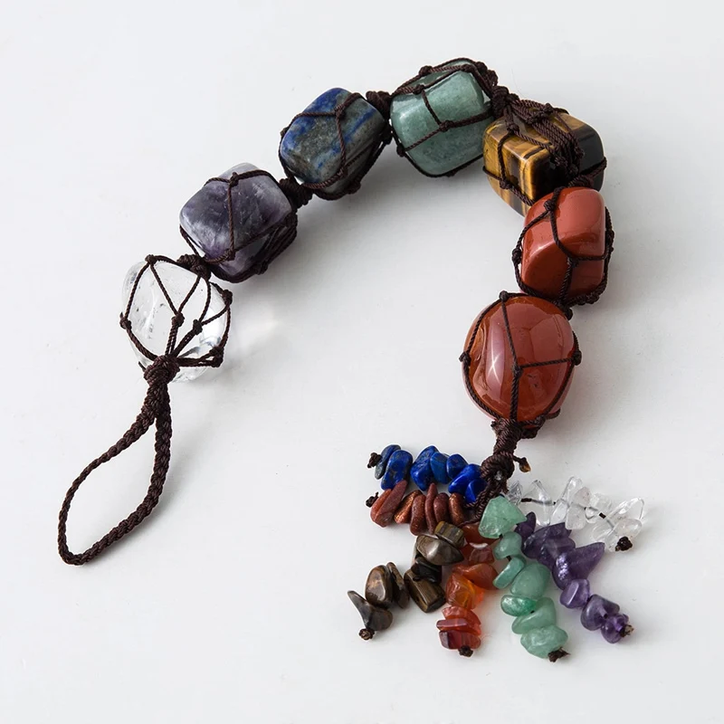 

7 Colors Set Yoga Chakra Seven Chakra Stones Home Hanging Curtain Car Decoration Stone Irregular Healing Crystals Stone Polished