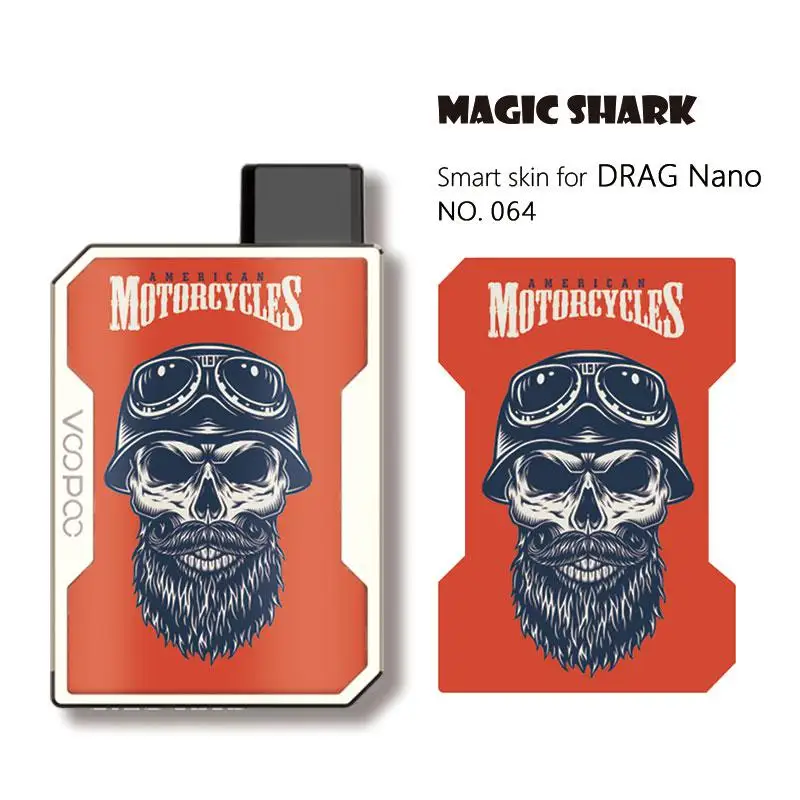 Магическая Акула мода мотоцикл армейский лист сотовый Череп ПВХ Vape Pod чехол наклейка кожи пленка для Voopoo Drag Nano - Цвет: 064