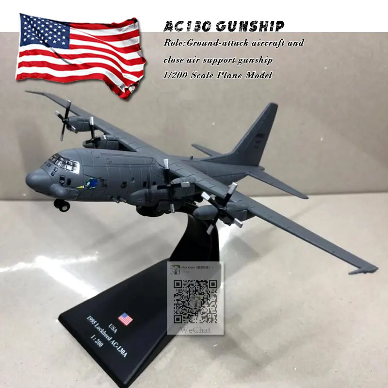 

3pcs/lot AMER 1/200 Scale AC-130 Gunship Ground-attack Aircraft Fighter Diecast Metal Military Plane Model Toy