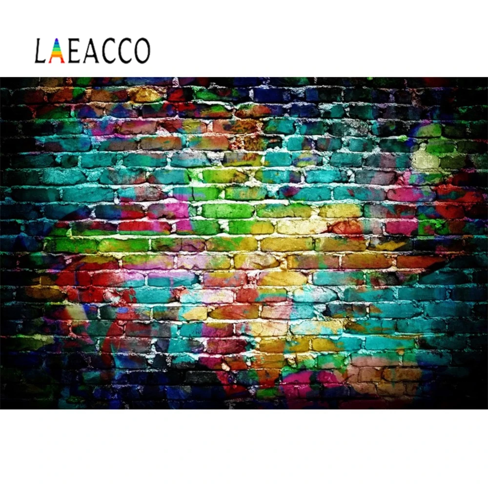 

Laeacco фотофоны старые цветные кирпичные стены Темный декор для вечеринки детский портретный фон для фотосъемки Фотостудия