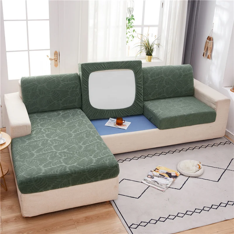 

Funiture Protector Fashion Jacquard Thick Sofa Cushion Cover Corner Sofa Seat Cushion Slipcover Elastic Solid Color Couch Cover
