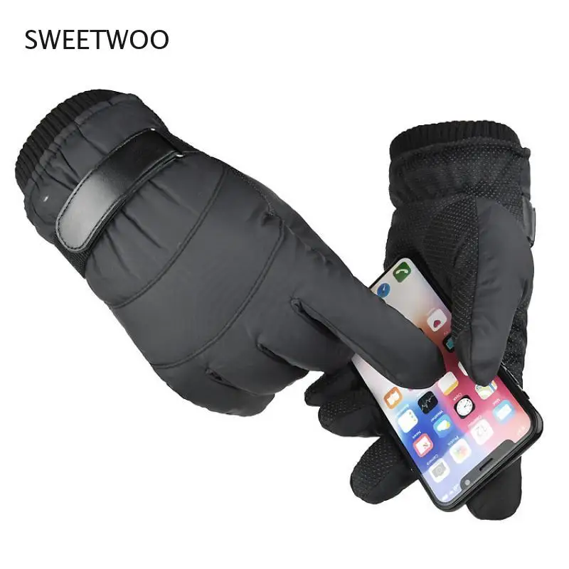 Thickening Fleece Cycling Gloves Waterproof Touch Screen Gloves Winter Warm Climbing Ski Sports Anti-slip 1 Pair