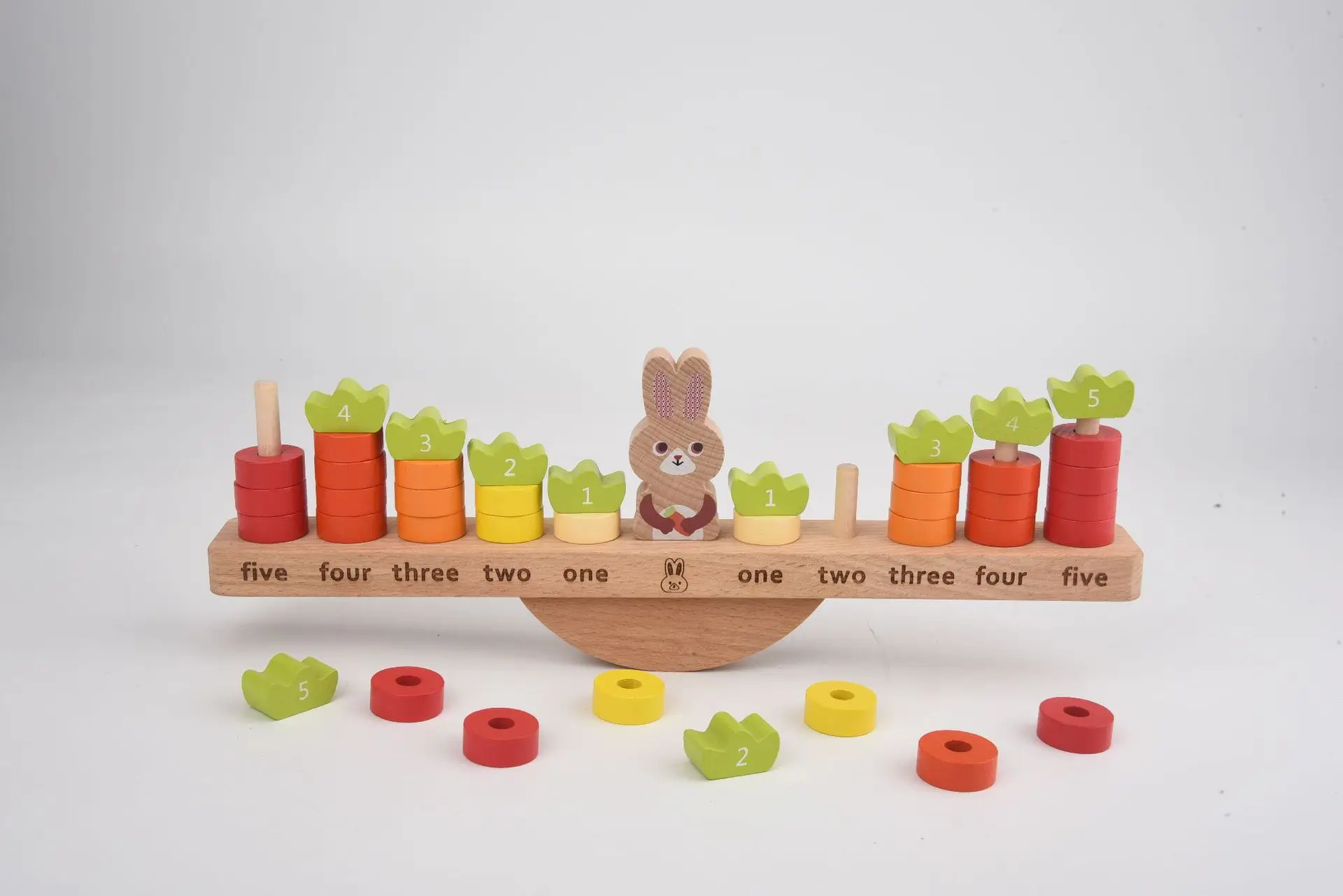 

Wooden Montessori Children Early Education Building Blocks Toys Rabbit Balance Calculation Brain Balance Toys Gifts