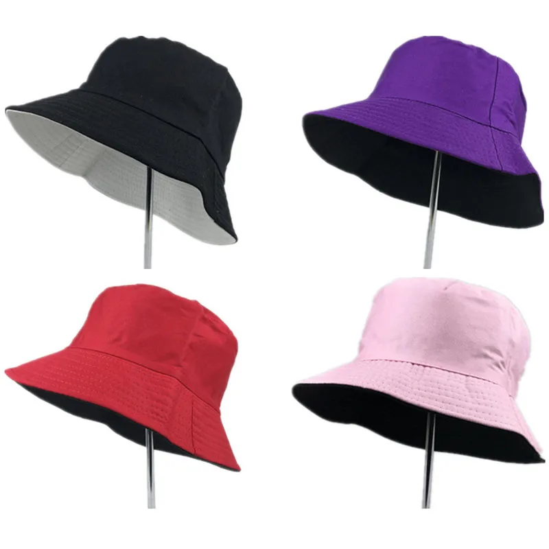 Панама Двусторонняя хлопковая Складная для мужчин и женщин однотонная шляпа от