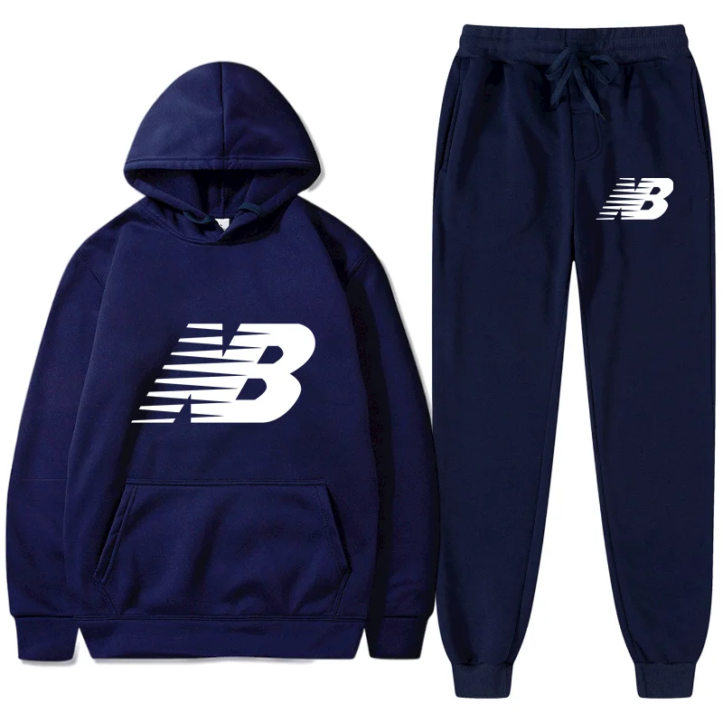 

Hot Sales Brand NB Printed Casual Sets New Hoodies + Pants Two-Piece Tracksuit Trendy Sportswear Set Pullover Men and Women