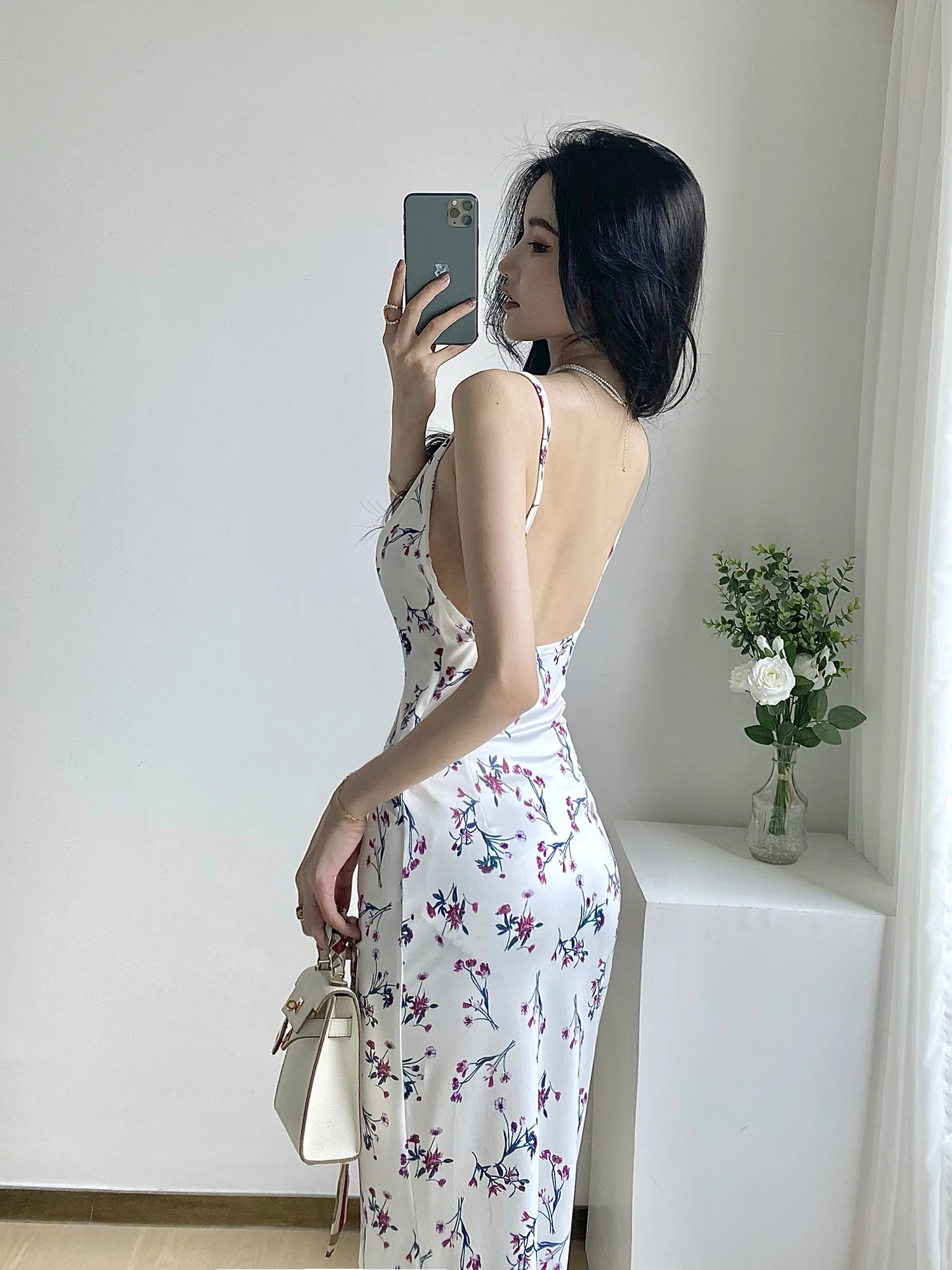 

2021 Summer women Floral midi dress bodycon backless elegant party sexy Dresses summer dinner outfit Dress woman dress