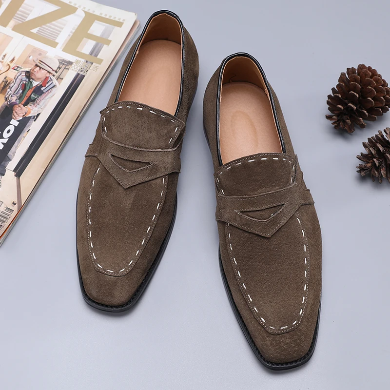 

Мужские лоферы на плоской подошве; Удобная повседневная обувь для мужчин дышащая Закрытая обувь из мягкой кожи; Обувь для вождения; Мокасин...