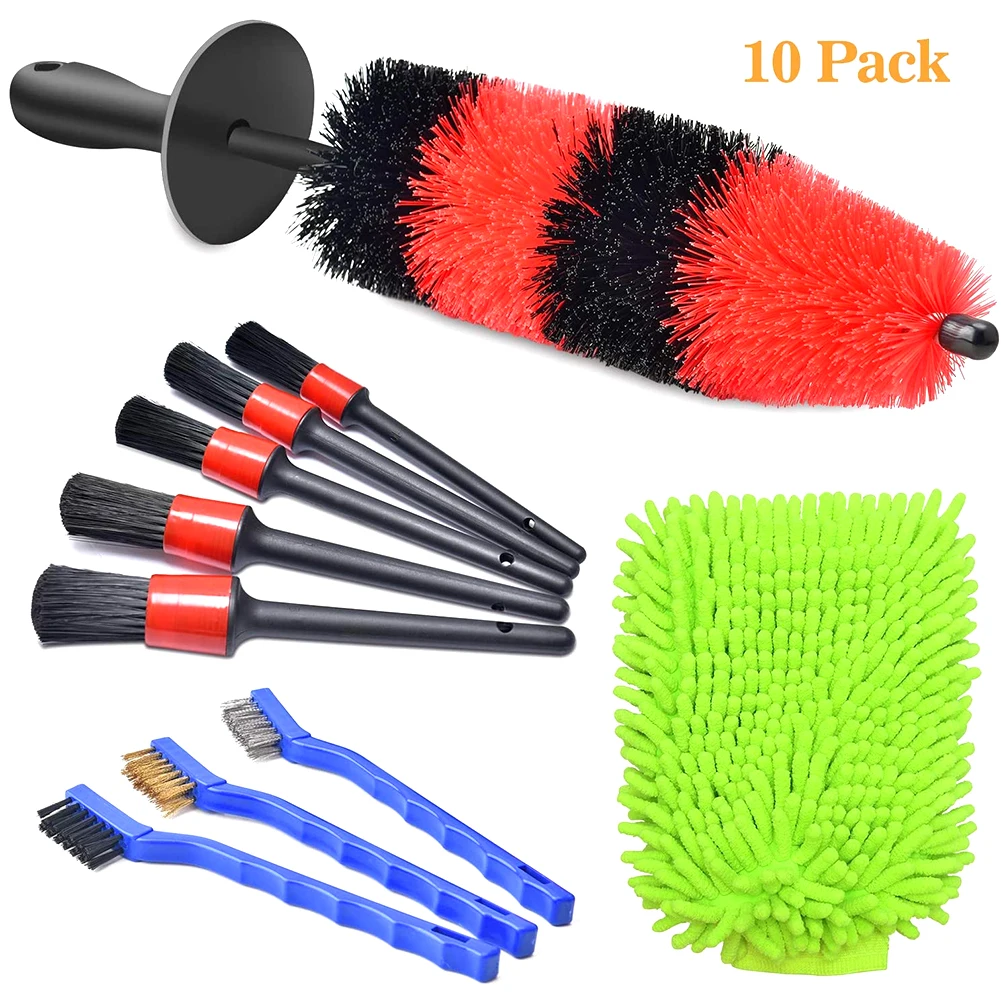 

10pcs/set Air Vent Interior Car Wash Trim Mud Remover Cleaning Tool Motorcycle Soft Bristle Detail Brush Wheels Dashboard