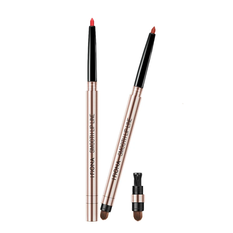Лидер продаж 6 цветов без iFiona Гладкий Карандаш для губ двойная головка с щеткой