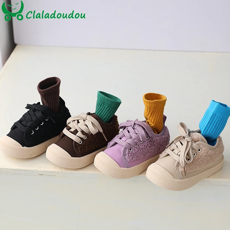 

14-19cm Brand 2021 Fashion Girls Boys Winter Sneakers Warm Velvet Kids Toddler Sports Shoes Baby Casual Shoes 3-6Y Running Shoes
