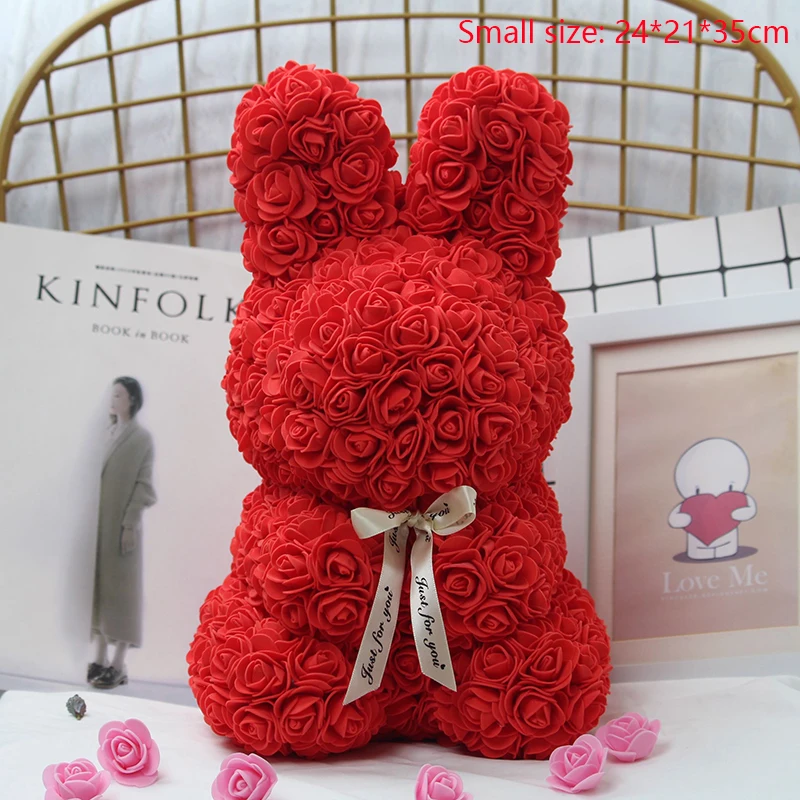 Small red Искусственные цветы Роза медведь девушка Юбилей Рождество День Святого Валентина подарок на день рождения для украшения свадебной вечеринки - Цвет: Small red