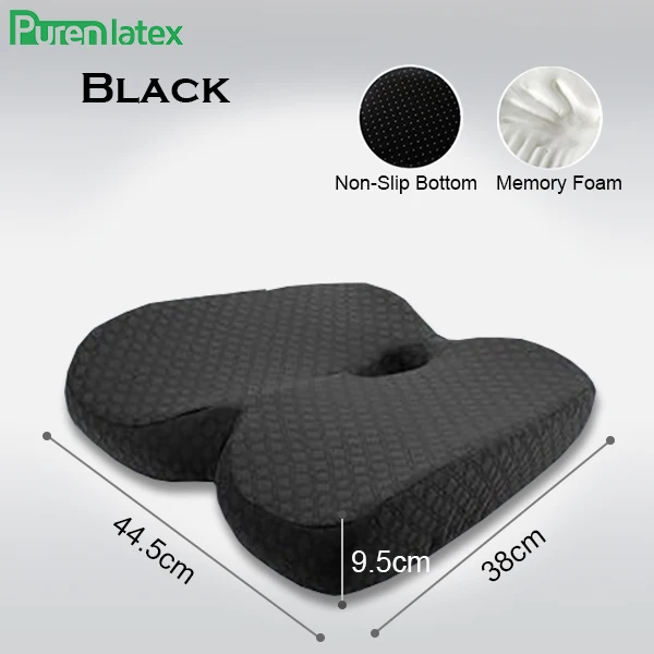 Black1Piece PurenLatex Memory Foam медленный отскок давления Ортопедическая подушка cockyx автокресло предотвращает геморрой лечения подушки на стул - Цвет: Black1Piece