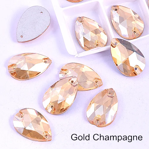Gold Champagne Слеза много Цвета с украшением в виде кристаллов Стекло пришить стразы пришивные стразы прямая швейная стразы свадебное платье B3839 - Цвет: Gold Champagne