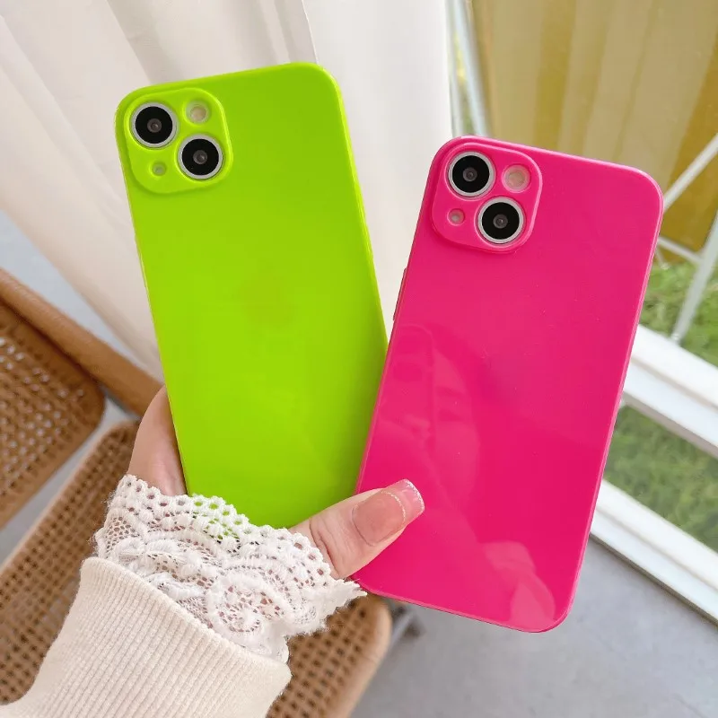 

Phone Case for Xiaomi Mi 11 Lite Mi 10 K30 K40 11i 11X Poco F2 F3 X2 Case Soft Silicone Jelly Fluorescent Color Neon Cover Green