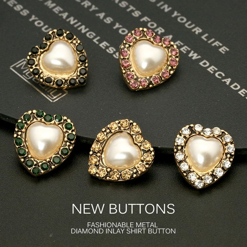 10 шт. винтажные золотые жемчужные стразы швейные пуговицы для свитера рубашки
