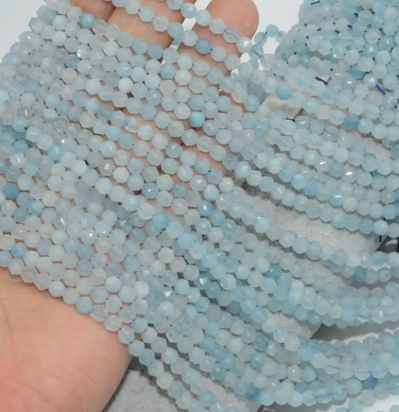 Aquamarine Натуральный Черный шпинель/Сапфир/Танзанит/Аквамарин/Лабрадорит/флюорит треугольные граненые бусины 4 мм - Цвет: Aquamarine