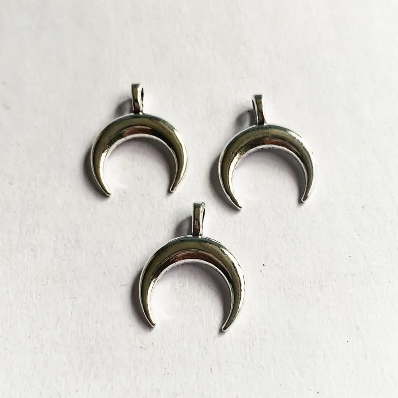 

60pcs/Lot New Moon Charms Alloy Pendants DIY Necklace Handmade Earrings Simple Accessories Jewelry Making Gift Of Friendship