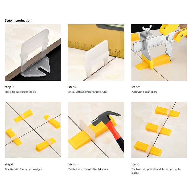 

Tile Leveling System Tiles Leveler Spacers Tile and Stone Installation Leveling Spacer Clips Reusable Wedges 1/16 Inch