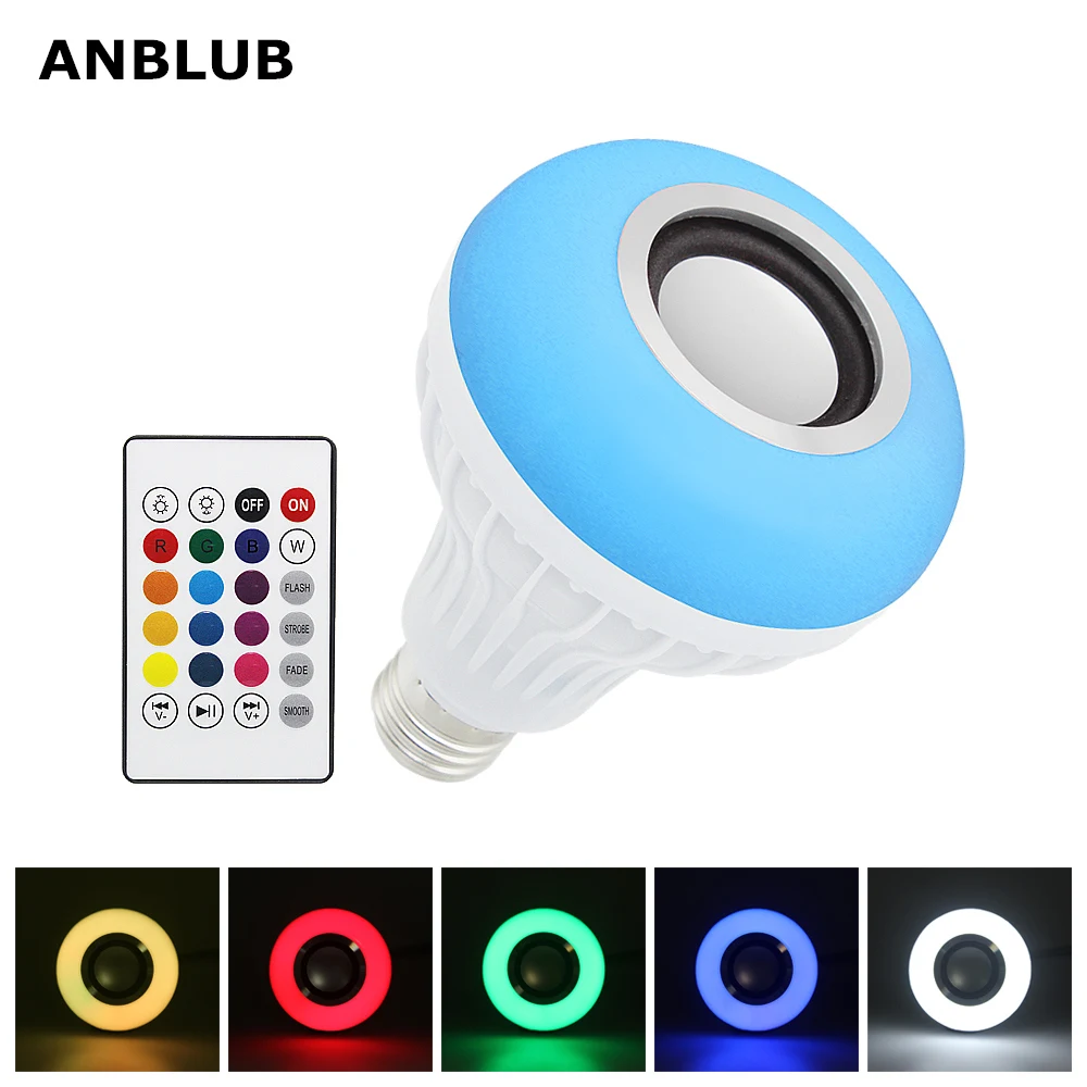 Умная Светодиодная лампа ANBLUB E27 беспроводная bluetooth колонка с регулируемой