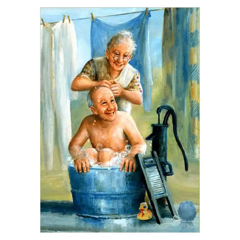 

4 Pack Elderly Couple 5D DIY Diamond Painting Full Drill Rhinestone Embroidery D2TD