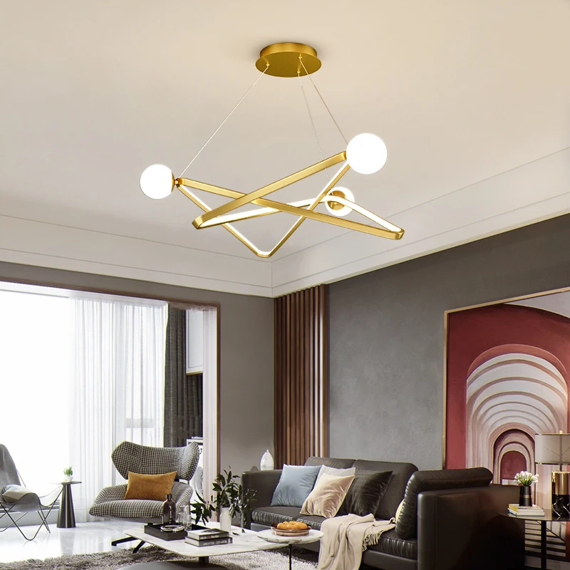 

Modern LED Remote Dimming Pendant Lamp For Kitchen Dining Room Living Room Bedroom Pendant Lights Gold black frame Hanging Light