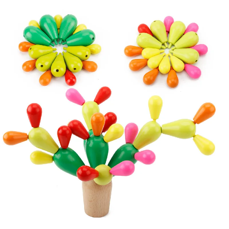 

Wooden braker spell insert cactus fairy ball disassembly building block children's multi-function disassembly assembling toy M67