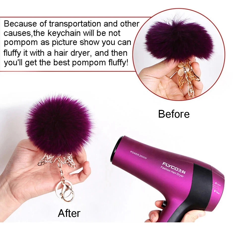 

2021 Fur Pompom Key Chain Fake Rabbit Fur Ball Keychains Porte Clef Pom Pom Fluffy Bag Charms Bunny Pendants Keychain Keyring