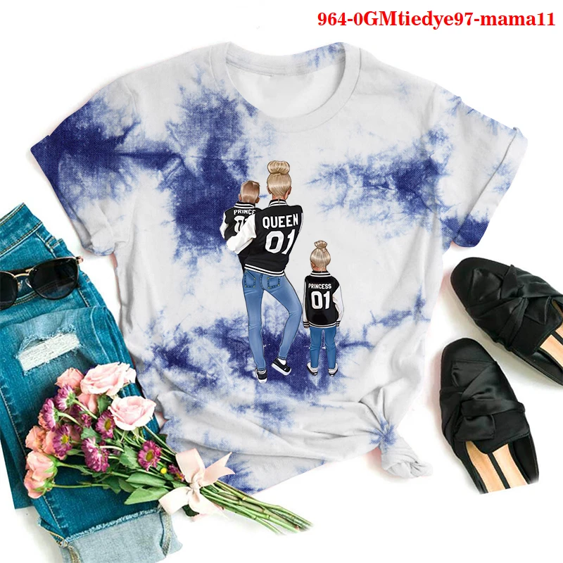 

Tie Dye Tshirt Graphic T-shrit Tops Women New Fashion Oversized T-shirt Gothic Clothes Super Mama Print t Shirt Harajuku Top