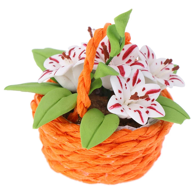 

Mini Potted Plant Flowers Pot Bonsai Model Kids Play Furniture Toy 1:12 Doll House Miniature DollHouse Decor