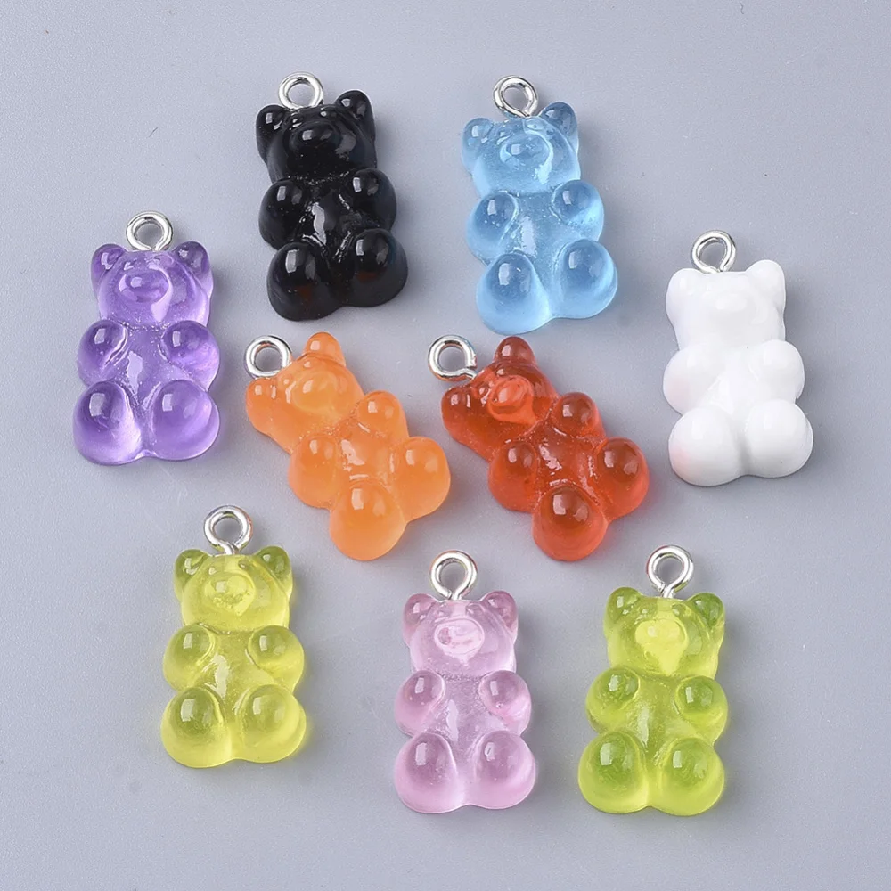 

20pcs Coloful Resin Bear Charms Necklace Pendants for Girls Kids DIY Jewelry Making Crafts Accessories Wholesale 20.5x11.5x7mm