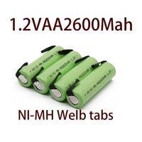 2021s 1 2v aa rechargeable battery 2600mah ni mh cell green shell with welding tabs for philips electric shaver razor toothbrush